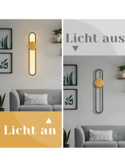 ZMH Wandleuchten<Wandleuchte LED in gold L 60CM Modern Ganglampe 3000K warmweiß 12W