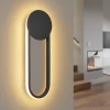 ZMH Wandleuchten<Wandleuchte LED in schwarz 12W Modern 3000K warmweiß Hallampe L 41.5cm