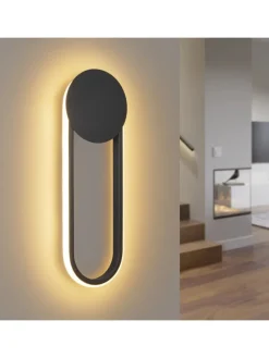 ZMH Wandleuchten<Wandleuchte LED in schwarz 12W Modern 3000K warmweiß Hallampe L 41.5cm