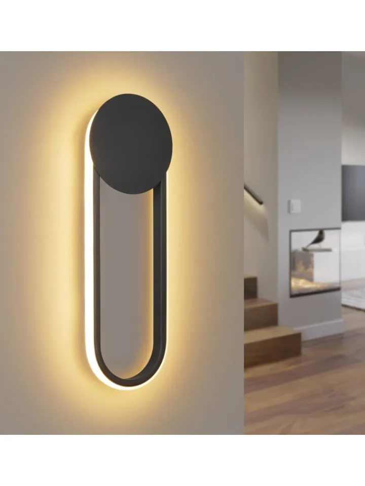 ZMH Wandleuchten<Wandleuchte LED in schwarz 12W Modern 3000K warmweiß Hallampe L 41.5cm