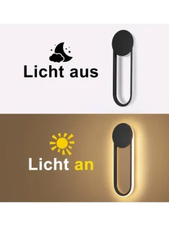 ZMH Wandleuchten<Wandleuchte LED in schwarz 12W Modern 3000K warmweiß Hallampe L 41.5cm