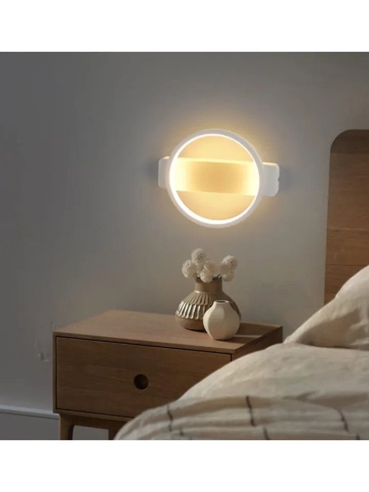 ZMH Wandleuchten<Wandleuchte LED in weiß 7W modern warmweiß Schlafzimmerlampe