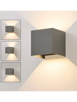 ZMH Wandleuchten<Wandleuchte LED 5W in grau modern 3000K warmweiß IP65
