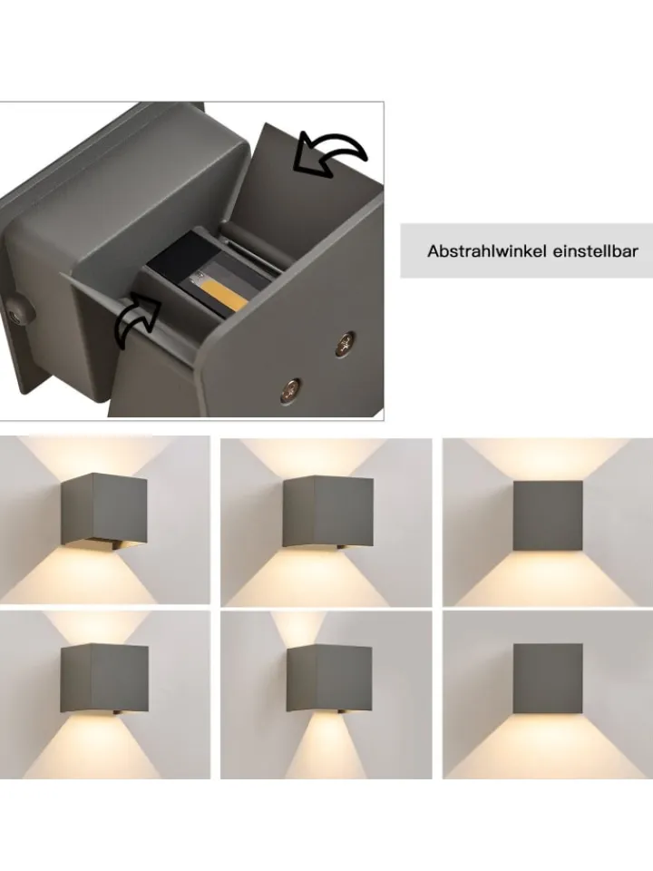 ZMH Wandleuchten<Wandleuchte LED 5W in grau modern 3000K warmweiß IP65