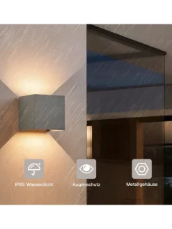 ZMH Wandleuchten<Wandleuchte LED 5W in grau modern 3000K warmweiß IP65