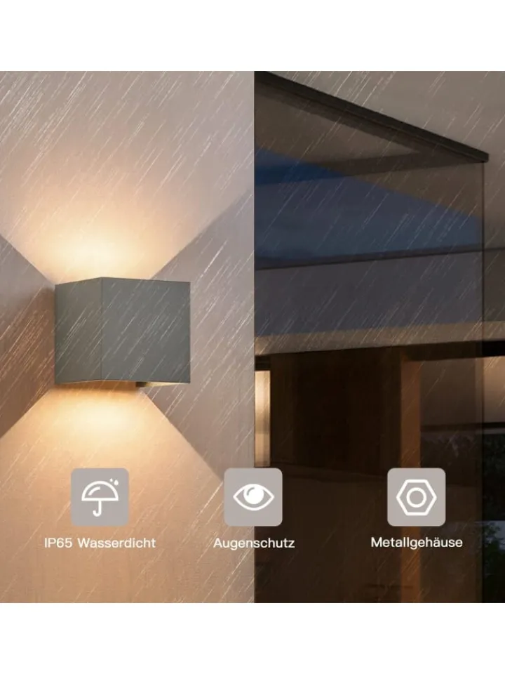 ZMH Wandleuchten<Wandleuchte LED 5W in grau modern 3000K warmweiß IP65