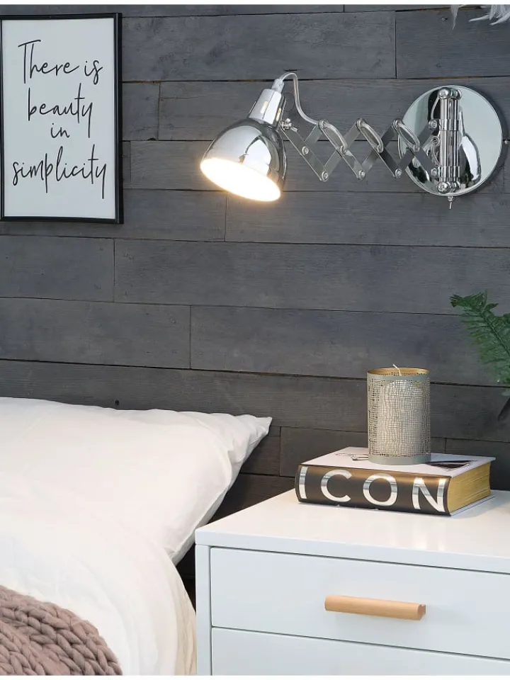 Beliani Wandleuchten<Wandleuchten HARRINGTON in Silber - (W) 11 x (H) 15 x (L) 46 cm