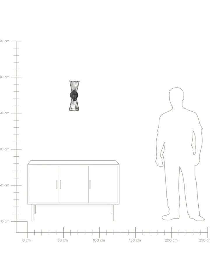 Beliani Wandleuchten<Wandleuchten PARADA in Schwarz - (W) 15 x (H) 41 x (L) 17 cm