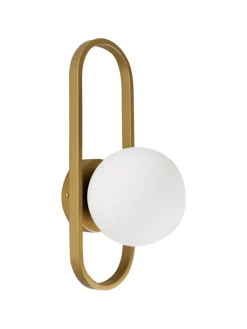 Beliani Wandleuchten<Wandleuchten VARDI in Gold/Weiß - (W) 15 x (H) 40 x (L) 18 cm