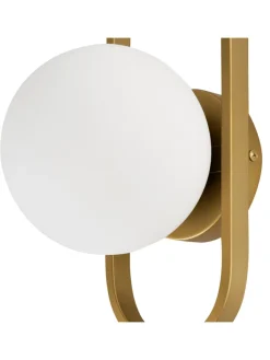Beliani Wandleuchten<Wandleuchten VARDI in Gold/Weiß - (W) 15 x (H) 40 x (L) 18 cm