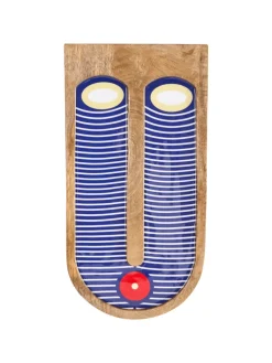 Beliani Wanddekoration<Wandobjekt JIMETA in Blau/Braun/Rot - (W) 20 x (H) 40 x (L) 2 cm