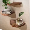 KADIMA DESIGN Regale & Schränke<Wandregal 3er Set Vollholz Hängeregal Baumscheibe, Natur