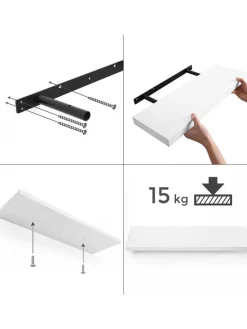 Songmics Regale & Schränke<Wandregal in Weiß - (B)40 x (H)20 x (T)3,8 cm