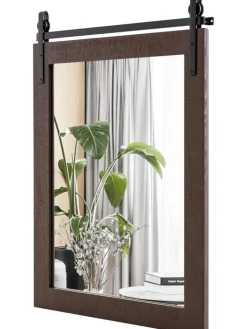 COSTWAY Spiegel<Wandspiegel 76,5 cm x 56 cm in Braun