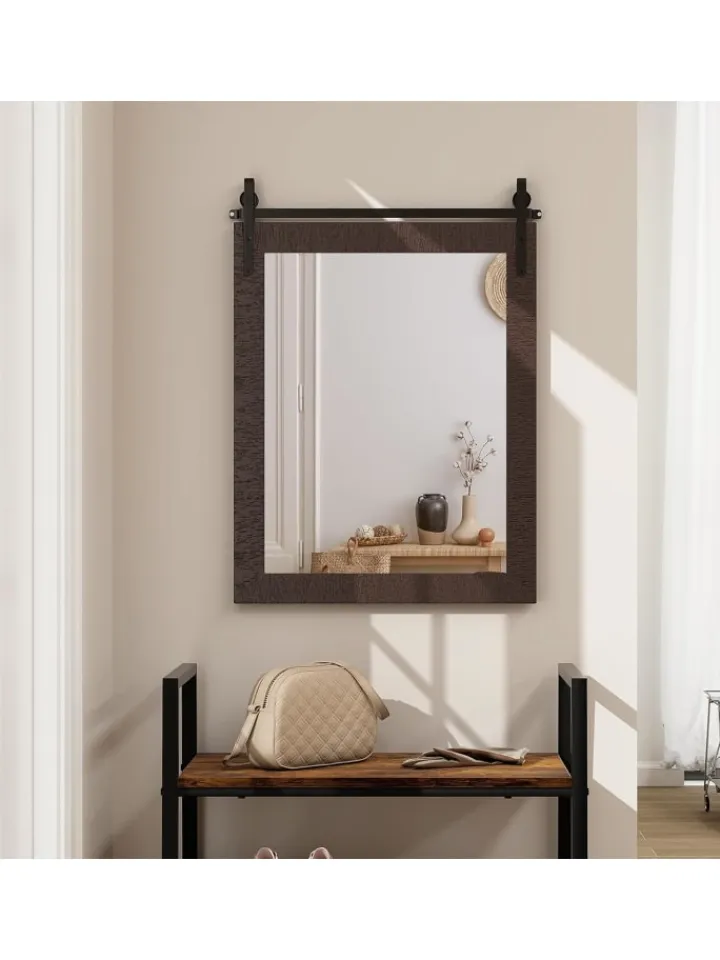 COSTWAY Spiegel<Wandspiegel 76,5 cm x 56 cm in Braun