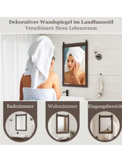 COSTWAY Spiegel<Wandspiegel 76,5 cm x 56 cm in Braun