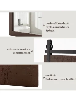 COSTWAY Spiegel<Wandspiegel 76,5 cm x 56 cm in Braun