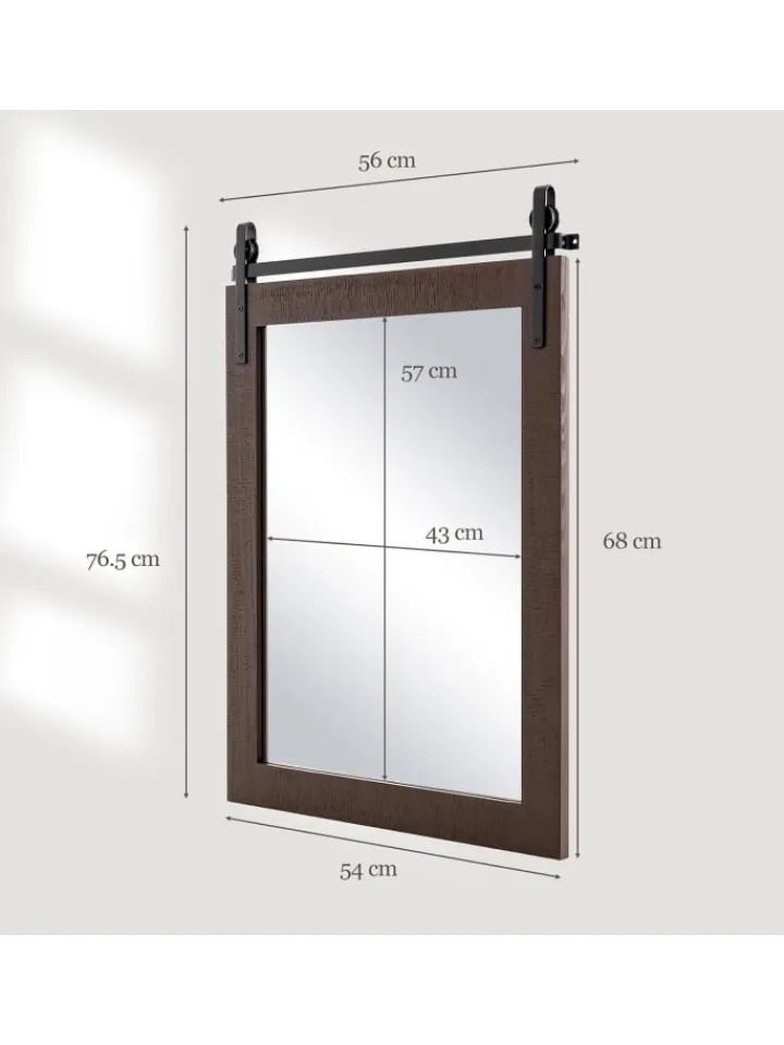 COSTWAY Spiegel<Wandspiegel 76,5 cm x 56 cm in Braun