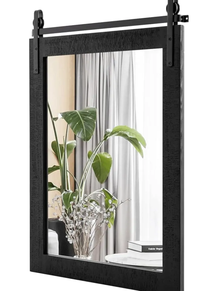COSTWAY Spiegel<Wandspiegel 76,5 cm x 56 cm in Schwarz