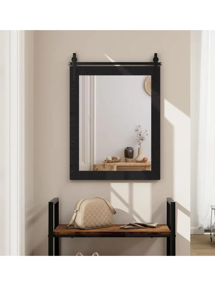 COSTWAY Spiegel<Wandspiegel 76,5 cm x 56 cm in Schwarz