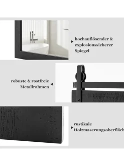 COSTWAY Spiegel<Wandspiegel 76,5 cm x 56 cm in Schwarz