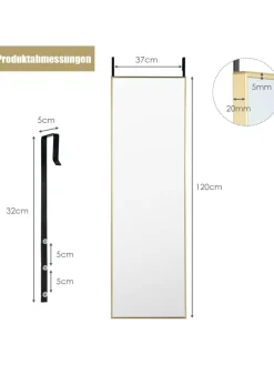 COSTWAY Spiegel<Wandspiegel 37 x 120cm in Gold