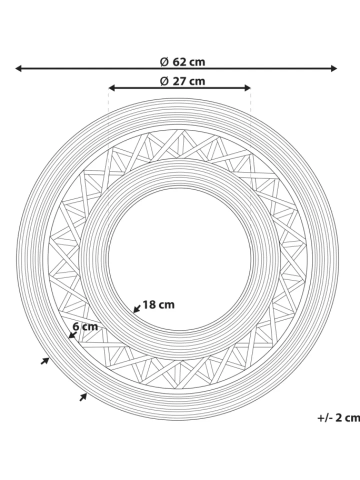 Beliani Spiegel<Wandspiegel CACOMA in Braun - (W) 62 x (H) 62 x (L) 9 cm