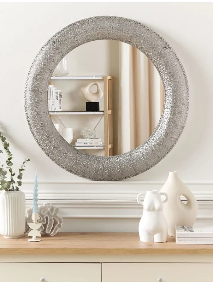 Beliani Spiegel<Wandspiegel CHANNAY in Silber - (W) 80 x (H) 80 x (L) 5 cm