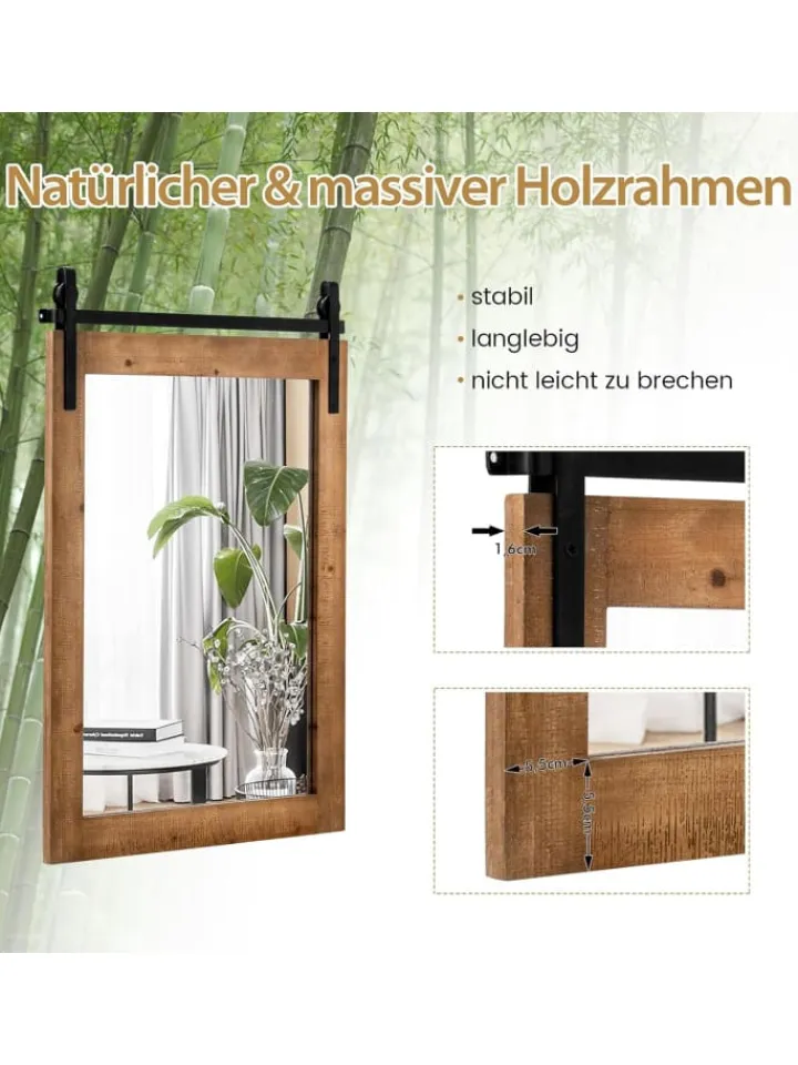 COSTWAY Spiegel<Wandspiegel in Braun