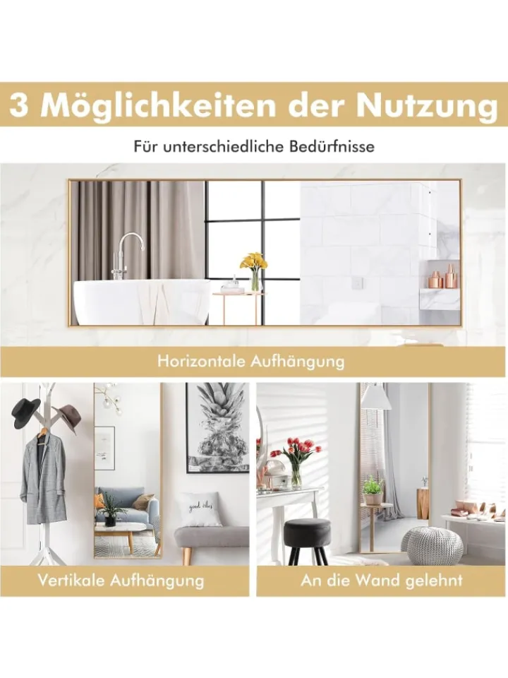 COSTWAY Spiegel<Wandspiegel in Gold