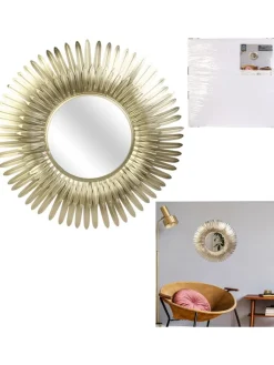Rétro Chic Spiegel<Wandspiegel in Gold - Ø 55 cm