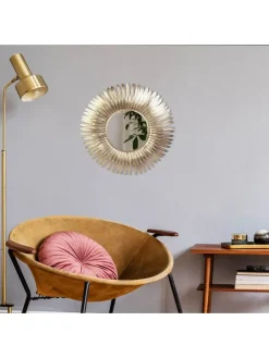 Rétro Chic Spiegel<Wandspiegel in Gold - Ø 55 cm
