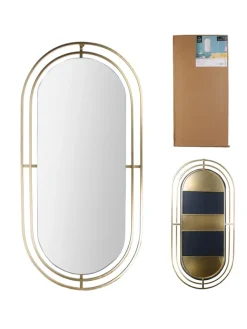 Rétro Chic Spiegel<Wandspiegel in Gold - (B)43 x (H)89,5 x (T)1 cm