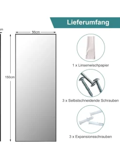 COSTWAY Spiegel<Wandspiegel in Schwarz