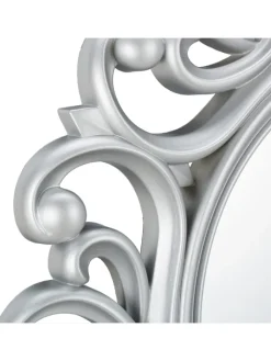 relaxdays Spiegel<Wandspiegel in Silber - Ø 50 cm