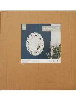 Rétro Chic Spiegel<Wandspiegel in Weiß - Ø 60 cm