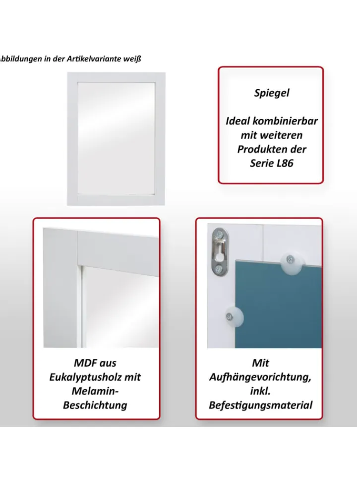 MCW Badmöbel<Wandspiegel L86, Schwarz