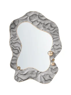 Beliani Spiegel<Wandspiegel LINAS in Grau/Gold - (W) 51 x (H) 67 x (L) 7 cm