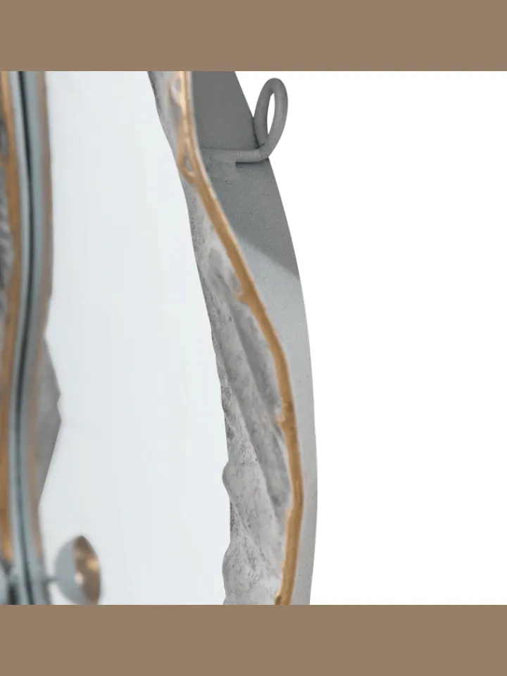 Beliani Spiegel<Wandspiegel LINAS in Grau/Gold - (W) 51 x (H) 67 x (L) 7 cm