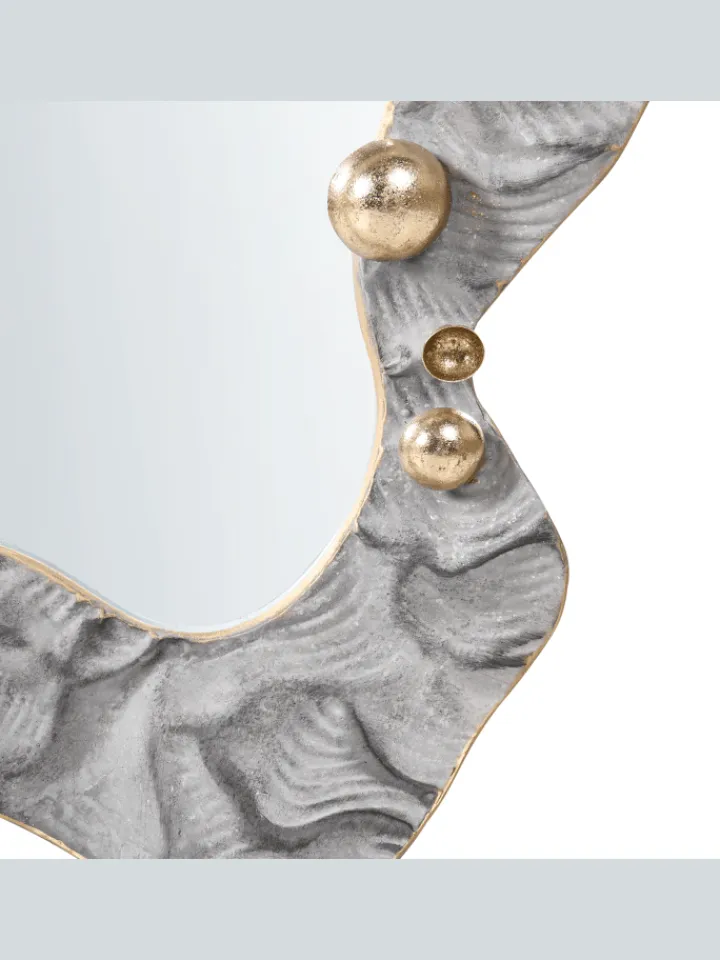 Beliani Spiegel<Wandspiegel LINAS in Grau/Gold - (W) 51 x (H) 67 x (L) 7 cm