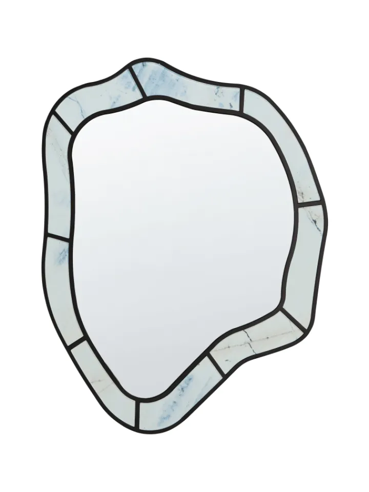Beliani Spiegel<Wandspiegel LIVERDUN in Blau/Schwarz - (W) 64 x (H) 86 x (L) 2 cm