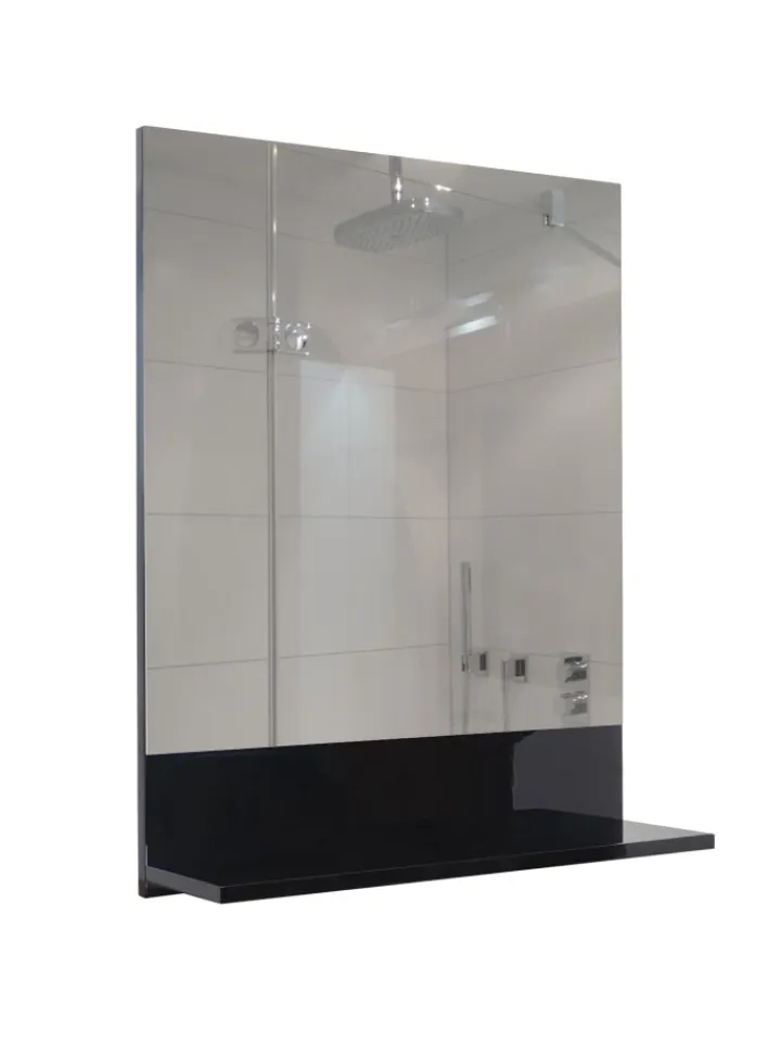 MCW Badmöbel<Wandspiegel mit Ablage B19, Schwarz