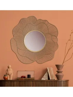 KADIMA DESIGN Spiegel<Wandspiegel Rose 77 cm Metall Design Hängespiegel , Eisen