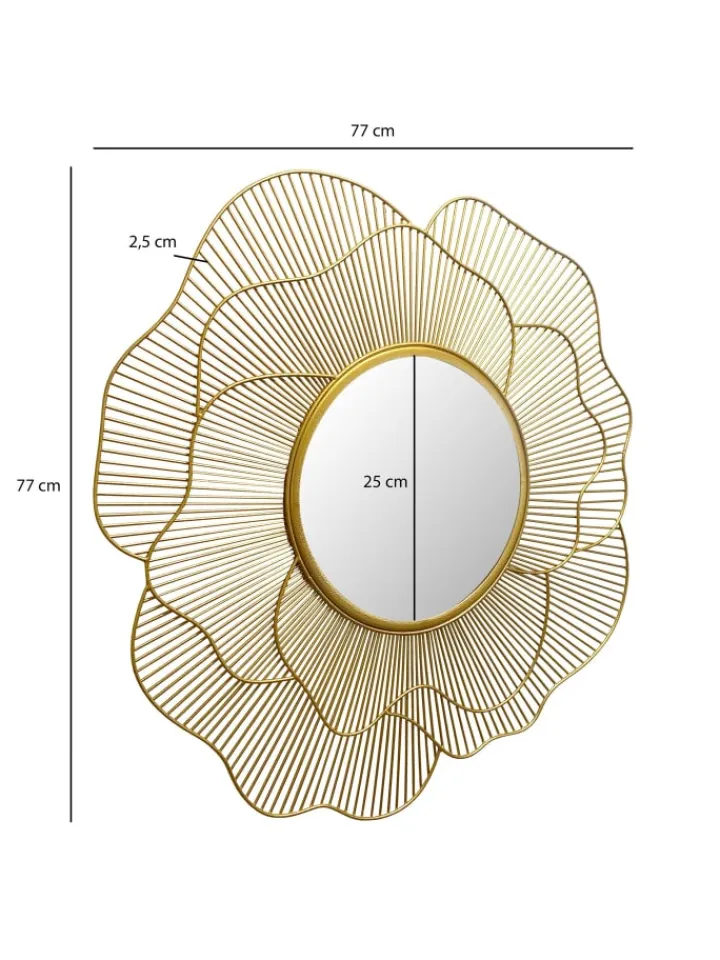 KADIMA DESIGN Spiegel<Wandspiegel Rose 77 cm Metall Design Hängespiegel , Eisen