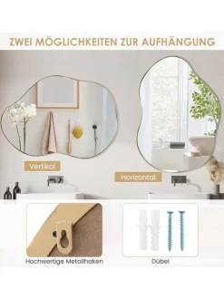 COSTWAY Spiegel<Wandspiegel 78x56cm in Gold