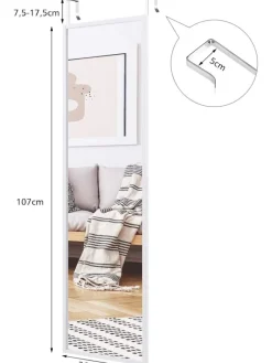 COSTWAY Spiegel<Wandspiegel 107x36,5cm in Weiß
