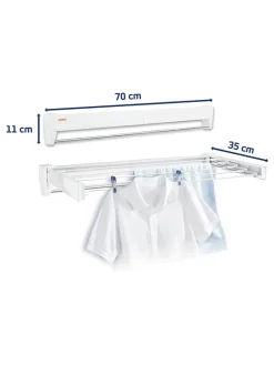Leifheit Wäschekörbe & -Ständer<Wandtrockner "Telegant 36 Protect" in Weiß - (L)70 cm