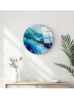 ABERTO DESIGN Wanddekoration<Wanduhr in Blau/ Türkis - Ø 40 cm
