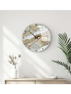 ABERTO DESIGN Wanddekoration<Wanduhr in Gold/ Hellbraun - Ø 40 cm