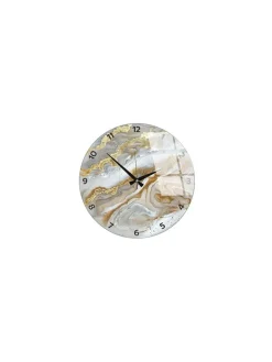 ABERTO DESIGN Wanddekoration<Wanduhr in Gold/ Hellbraun - Ø 40 cm